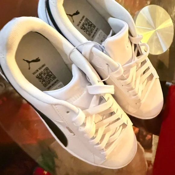 Puma White Athletic Shoes with Black Accents - Picture 7 of 12